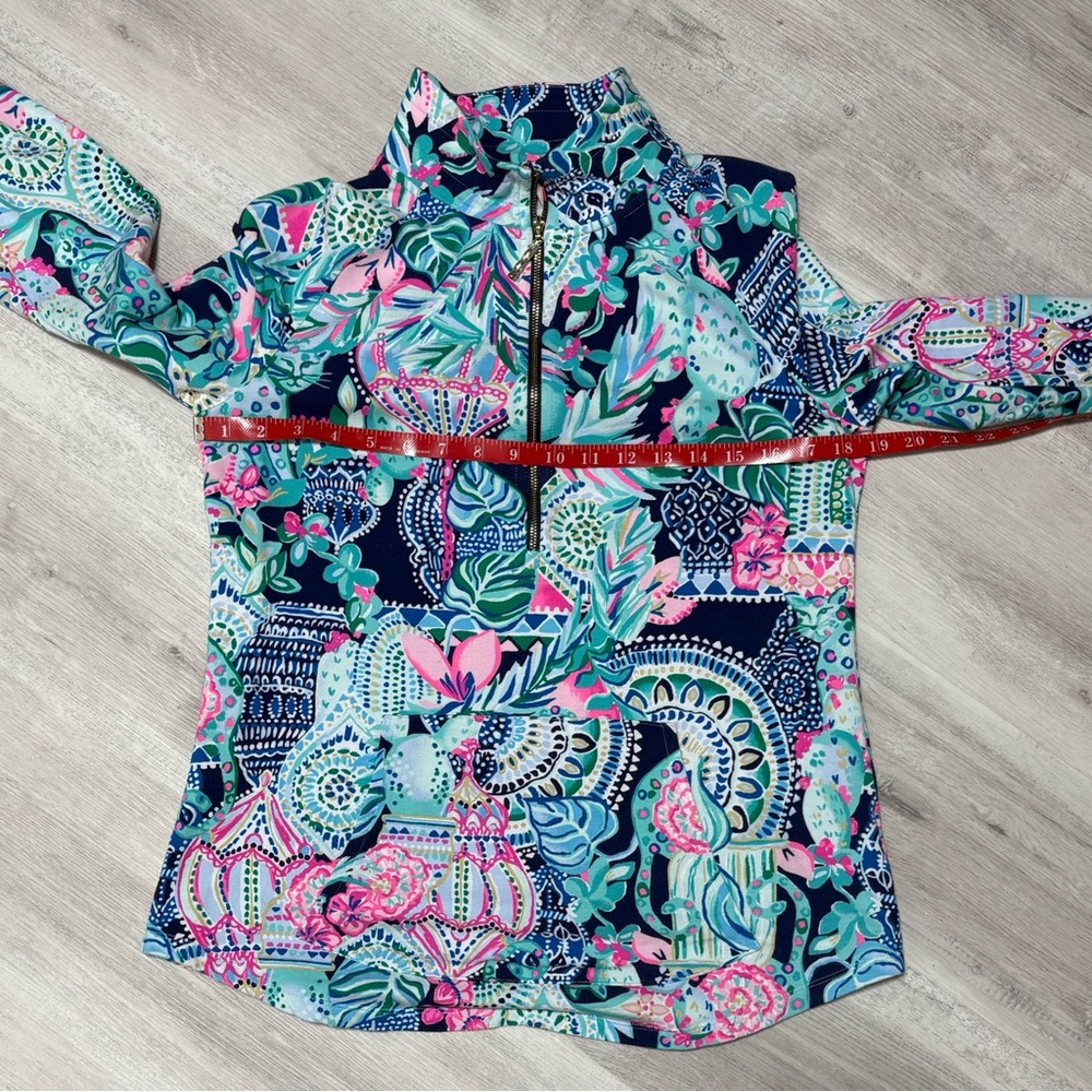 Lilly Pulitzer Cats Navy and Pink Floral Half-Zip Popover Jacket Size Small - Picture 13 of 16